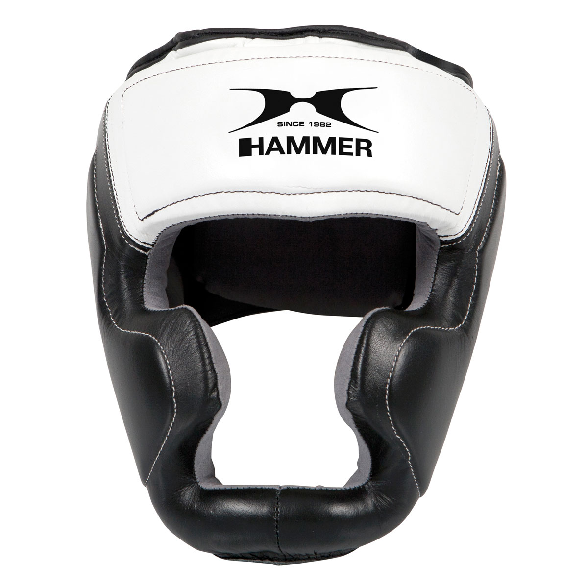 HAMMER BOXING Kopfschutz Sparring Leder, schwarz/weiß L-XL