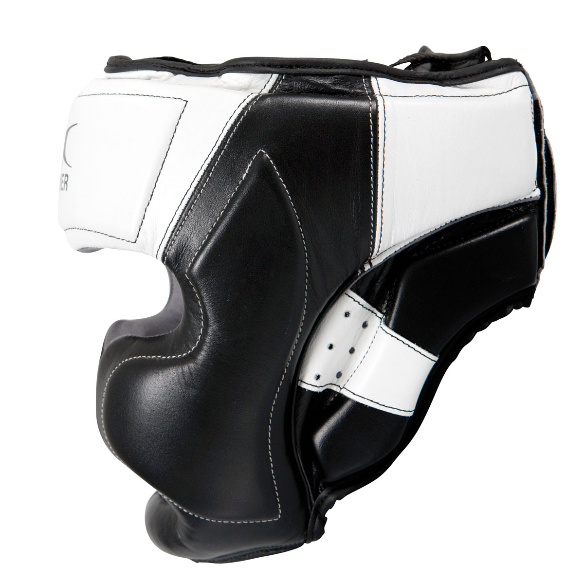 HAMMER BOXING Kopfschutz Sparring Leder, schwarz/weiß L-XL