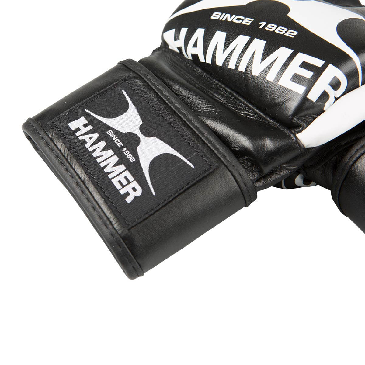 HAMMER BOXING Boxhandschuhe MMA II, Leder, schwarz/weiss, L