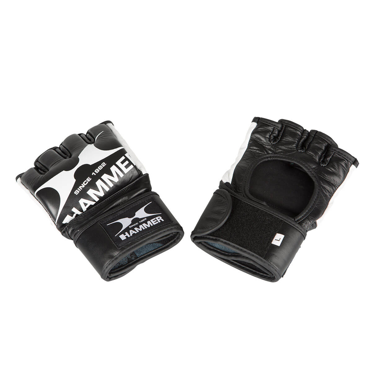 HAMMER BOXING Boxhandschuhe MMA II, Leder, schwarz/weiss, S